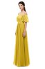 ColsBM Ingrid Lemon Curry Bridesmaid Dresses Half Backless Glamorous A-line Strapless Short Sleeve Pleated