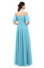 ColsBM Ingrid Light Blue Bridesmaid Dresses Half Backless Glamorous A-line Strapless Short Sleeve Pleated