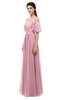 ColsBM Ingrid Light Coral Bridesmaid Dresses Half Backless Glamorous A-line Strapless Short Sleeve Pleated