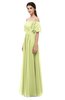 ColsBM Ingrid Lime Green Bridesmaid Dresses Half Backless Glamorous A-line Strapless Short Sleeve Pleated