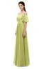 ColsBM Ingrid Linden Green Bridesmaid Dresses Half Backless Glamorous A-line Strapless Short Sleeve Pleated