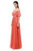 ColsBM Ingrid Living Coral Bridesmaid Dresses Half Backless Glamorous A-line Strapless Short Sleeve Pleated
