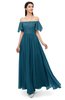 ColsBM Ingrid Moroccan Blue Bridesmaid Dresses Half Backless Glamorous A-line Strapless Short Sleeve Pleated