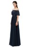 ColsBM Ingrid Navy Blue Bridesmaid Dresses Half Backless Glamorous A-line Strapless Short Sleeve Pleated