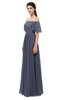 ColsBM Ingrid Nightshadow Blue Bridesmaid Dresses Half Backless Glamorous A-line Strapless Short Sleeve Pleated