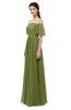 ColsBM Ingrid Olive Green Bridesmaid Dresses Half Backless Glamorous A-line Strapless Short Sleeve Pleated