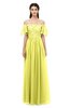 ColsBM Ingrid Pale Yellow Bridesmaid Dresses Half Backless Glamorous A-line Strapless Short Sleeve Pleated
