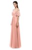 ColsBM Ingrid Peach Bridesmaid Dresses Half Backless Glamorous A-line Strapless Short Sleeve Pleated