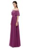ColsBM Ingrid Raspberry Bridesmaid Dresses Half Backless Glamorous A-line Strapless Short Sleeve Pleated