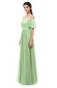 ColsBM Ingrid Sage Green Bridesmaid Dresses Half Backless Glamorous A-line Strapless Short Sleeve Pleated