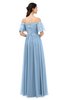ColsBM Ingrid Sky Blue Bridesmaid Dresses Half Backless Glamorous A-line Strapless Short Sleeve Pleated