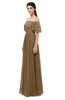 ColsBM Ingrid Truffle Bridesmaid Dresses Half Backless Glamorous A-line Strapless Short Sleeve Pleated