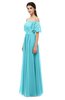 ColsBM Ingrid Turquoise Bridesmaid Dresses Half Backless Glamorous A-line Strapless Short Sleeve Pleated