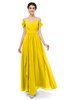 ColsBM Skylar Yellow Bridesmaid Dresses Spaghetti Sexy Zip up Floor Length A-line Pleated