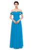 ColsBM Lydia Cornflower Blue Bridesmaid Dresses Sweetheart A-line Floor Length Modern Ruching Short Sleeve