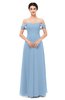 ColsBM Lydia Dusty Blue Bridesmaid Dresses Sweetheart A-line Floor Length Modern Ruching Short Sleeve
