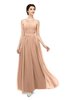 ColsBM Marley Almost Apricot Bridesmaid Dresses Floor Length Illusion Sleeveless Ruching Romantic A-line