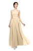 ColsBM Marley Apricot Gelato Bridesmaid Dresses Floor Length Illusion Sleeveless Ruching Romantic A-line