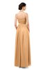 ColsBM Marley Apricot Bridesmaid Dresses Floor Length Illusion Sleeveless Ruching Romantic A-line
