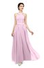 ColsBM Marley Baby Pink Bridesmaid Dresses Floor Length Illusion Sleeveless Ruching Romantic A-line