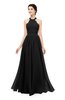 ColsBM Marley Black Bridesmaid Dresses Floor Length Illusion Sleeveless Ruching Romantic A-line