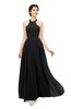 ColsBM Marley Black Bridesmaid Dresses Floor Length Illusion Sleeveless Ruching Romantic A-line