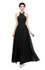ColsBM Marley Black Bridesmaid Dresses Floor Length Illusion Sleeveless Ruching Romantic A-line