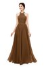 ColsBM Marley Brown Bridesmaid Dresses Floor Length Illusion Sleeveless Ruching Romantic A-line