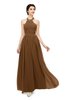 ColsBM Marley Brown Bridesmaid Dresses Floor Length Illusion Sleeveless Ruching Romantic A-line