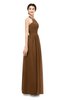 ColsBM Marley Brown Bridesmaid Dresses Floor Length Illusion Sleeveless Ruching Romantic A-line