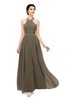 ColsBM Marley Carafe Brown Bridesmaid Dresses Floor Length Illusion Sleeveless Ruching Romantic A-line