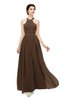 ColsBM Marley Chocolate Brown Bridesmaid Dresses Floor Length Illusion Sleeveless Ruching Romantic A-line