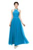 ColsBM Marley Cornflower Blue Bridesmaid Dresses Floor Length Illusion Sleeveless Ruching Romantic A-line