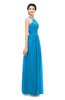 ColsBM Marley Cornflower Blue Bridesmaid Dresses Floor Length Illusion Sleeveless Ruching Romantic A-line