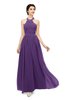 ColsBM Marley Dark Purple Bridesmaid Dresses Floor Length Illusion Sleeveless Ruching Romantic A-line