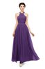 ColsBM Marley Dark Purple Bridesmaid Dresses Floor Length Illusion Sleeveless Ruching Romantic A-line