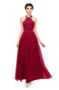 ColsBM Marley Dark Red Bridesmaid Dresses Floor Length Illusion Sleeveless Ruching Romantic A-line