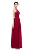ColsBM Marley Dark Red Bridesmaid Dresses Floor Length Illusion Sleeveless Ruching Romantic A-line