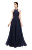 ColsBM Marley Dark Sapphire Bridesmaid Dresses Floor Length Illusion Sleeveless Ruching Romantic A-line