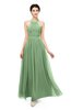 ColsBM Marley Fair Green Bridesmaid Dresses Floor Length Illusion Sleeveless Ruching Romantic A-line