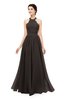 ColsBM Marley Fudge Brown Bridesmaid Dresses Floor Length Illusion Sleeveless Ruching Romantic A-line