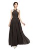 ColsBM Marley Fudge Brown Bridesmaid Dresses Floor Length Illusion Sleeveless Ruching Romantic A-line