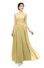 ColsBM Marley Gold Bridesmaid Dresses Floor Length Illusion Sleeveless Ruching Romantic A-line