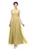 ColsBM Marley Gold Bridesmaid Dresses Floor Length Illusion Sleeveless Ruching Romantic A-line