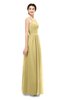ColsBM Marley Gold Bridesmaid Dresses Floor Length Illusion Sleeveless Ruching Romantic A-line