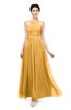 ColsBM Marley Golden Cream Bridesmaid Dresses Floor Length Illusion Sleeveless Ruching Romantic A-line