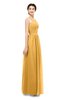 ColsBM Marley Golden Cream Bridesmaid Dresses Floor Length Illusion Sleeveless Ruching Romantic A-line