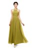 ColsBM Marley Golden Olive Bridesmaid Dresses Floor Length Illusion Sleeveless Ruching Romantic A-line