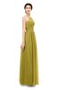 ColsBM Marley Golden Olive Bridesmaid Dresses Floor Length Illusion Sleeveless Ruching Romantic A-line