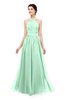 ColsBM Marley Honeydew Bridesmaid Dresses Floor Length Illusion Sleeveless Ruching Romantic A-line